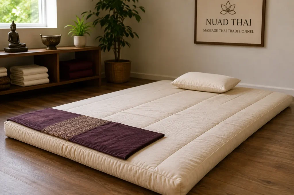 futon-massage-thai Futon massage thaï installé au sol